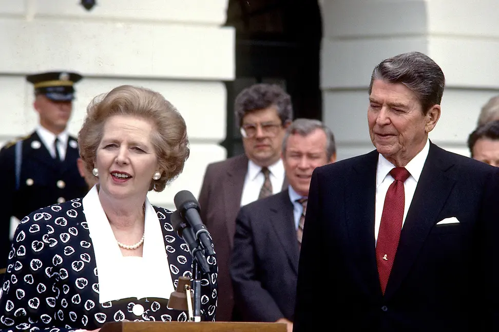 Margaret Thatcher, former UK PM, and Ronald Reagan, former US President